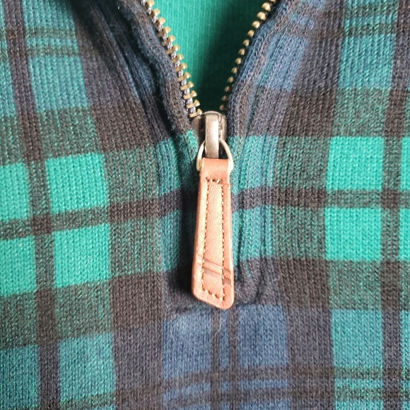 Lands End Long Sleeve Quarter Zip Plaid Pullover - Picture 4 of 9